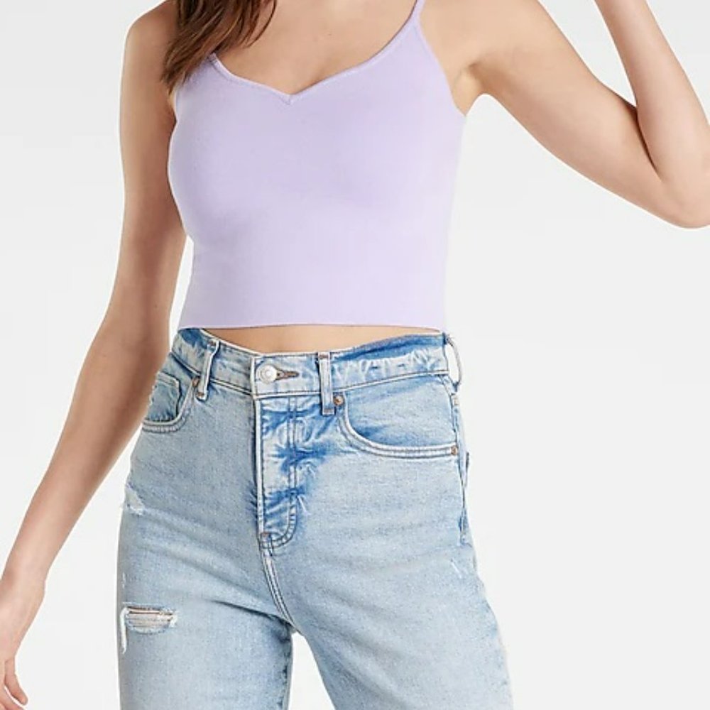 NWT Express Body Contour Sweetheart Cropped Sweater Cami in Lilac Purple
